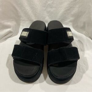 UGG Greer Black Suede Upper Velcro Slides size 8